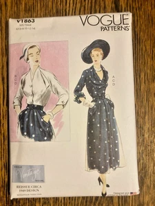 VOGUE V1863 Reissue 1949 Design SZs 6-8-10-12-14-16 Belt,Skirt &Blouse NEW/Uncut - Picture 1 of 3