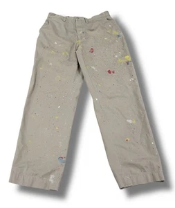VINTAGE POLO RALPH LAUREN 32X30 ARTIST PAINT SPLATTER DISTRESSED TAN CHINO PANTS - Picture 1 of 24