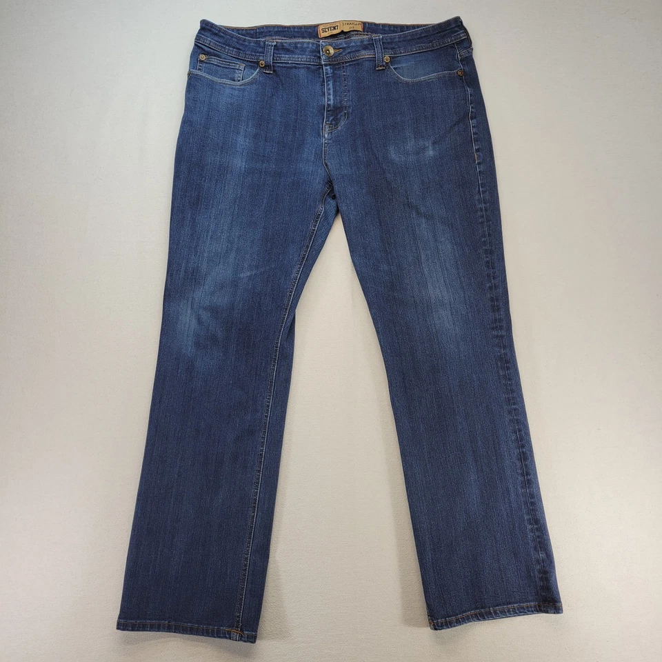 Jeans Seven7 para hombre 38x32 azul calce recto lavado medio tiro medio elástico denim Foto 1 de 4