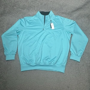 Pullover de golf grande azul aguamarina Turtleson Winston 1/4 cremallera para hombre - Imagen 1 de 18