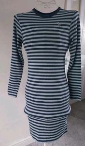 US POLO ASSN Navy Stripes Long Sleeve Women's Short Casual Dress Size Medium - Picture 1 of 11
