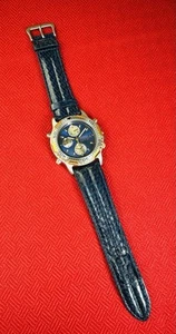 Seiko Chronograph Sports 150 7T32-6B89 NOS Blue Dial Watch No Movement PARTS - Picture 1 of 9
