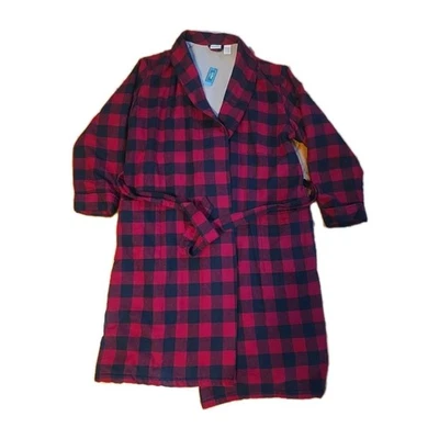 Novo Roupão de Banho Masculino de Flanela Sherpa Forrado Tamanho XL Preto Vermelho Xadrez Algodão  - Imagem 1 de 4
