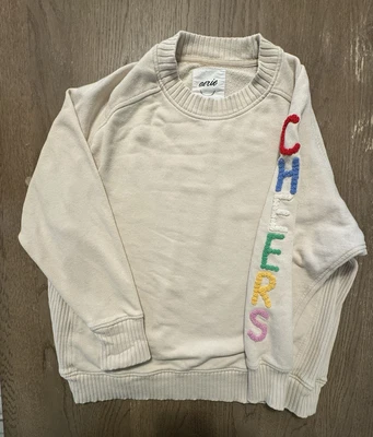 Moletom Aerie Cheers Down to Earth gola redonda tamanho grande pequeno creme soletrar - Imagem 1 de 4