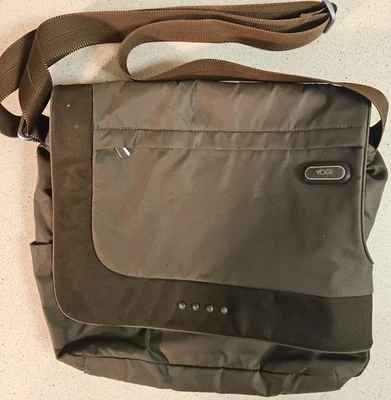 TUMI T-Tech Unisex Ballistic Nylon Messenger Olive Green/Brown Bag 5114MSS - Image 1 of 4