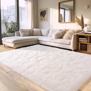 White Fluffy Rug for Bedroom 5x7 ft - Ultra Soft & Non Slip Shaggy Area Rug, ... - Bild 1 von 9