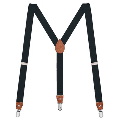 Buyless Fashion Leather End Suspenders Men - 48" Elastic Adjustable 1" - Y Shape - Image 1 of 4