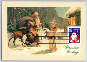 #2873 Christmas Greetings Santa with Gifts FDC Maxi Card - Picture 1 of 2