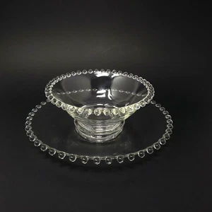 Candlewick Clear Mayonnaise Bowl & Underplate Imperial Glass Beaded Edge - Picture 1 of 10