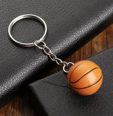 Mini American Basketball Sports Ball Shaped Keyring Premium Keychain Gift UK - Immagine 1 di 3