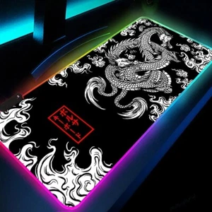 XXL RGB Gaming Mauspad Dragon Schreibtischunterlage HD Schwarz Gamer Zubehör Große LED - Bild 1 von 6