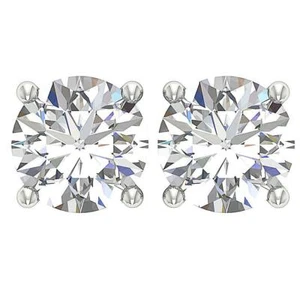 I1 H 1.60 Carat Round Diamond Solitaire Stud Earrings 14K White Gold 4 Prong Set - Picture 1 of 7