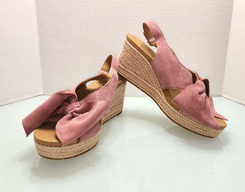 Sandali UGG Camilla slingback zeppa punta aperta plateau rosa camoscio nuovi taglia 9