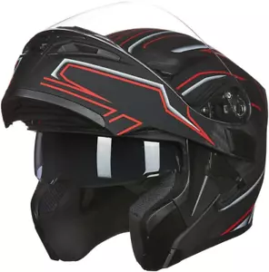 Motorcycle Dual Visor Flip up Modular Full Face Helmet DOT 6 Colors Model 902 - Picture 1 of 6