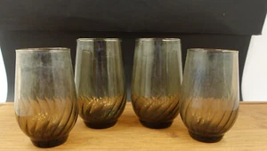 4 Anchor Hocking WÜRZIG BRAUN Swirl Tumbler Gläser 12 und 16 Unzen - Bild 1 von 10