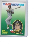 1989 Fleer All Stars #2 Jose Canseco Oakland Athletics