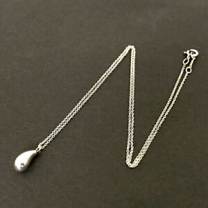 Unused TIFFANY&CO. Silver 925 Teardrop Pendant Necklace /UT0748