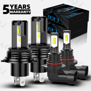 4x H4/9003+9145/H10 LED Headlight Kit Hi/Lo Beam+Fog Light Bulb Kit 6000K White - Picture 1 of 22