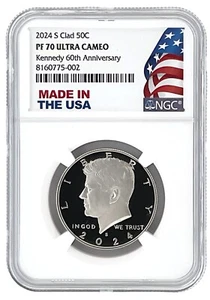 2024 S Kennedy Clad Half Dollar NGC PF70 UC 60th Anniversary Made In USA Holder - Picture 1 of 2
