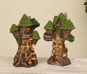Miniature Fairy Garden 12" Solar Dryad Tree House - Your Choice - Buy 3 Save $5 - Picture 1 of 3