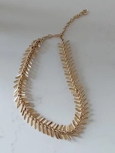 Vintage West German Gold Tone Collar Necklace Eloxal Fish Bone - Picture 1 of 5