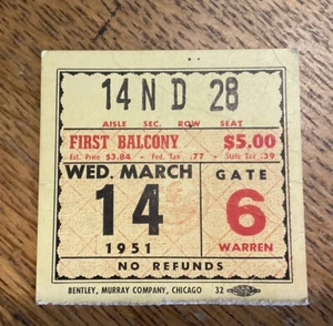 John Bratton Vs Charlie Fusari Ticket Stub Mar 14 1951 Walterweight Box Champ - Picture 1 of 2