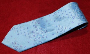 ETRO MILANO MADE IN ITALY LIGHT BLUE/WHITE/PURPLE SQUARES MOTIF TIE - TIES. - Picture 1 of 3