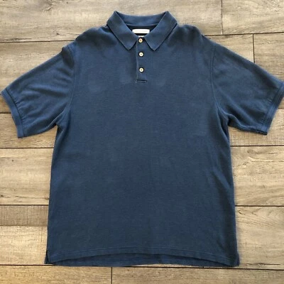 Paradise Collection Fine Silk Cotton Polo Shirt Mens Large Blue Short Sleeves - Image 1 of 4