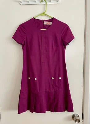 XS Mini Vestido Años 60 Lino Colegiala París Francia Michele Rosier V de V Sanyo Foto 1 de 4