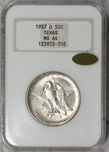1937-D Texas Commemorative Half Dollar NGC MS64 Gold CAC 3.0 Fatty! #EFP5 - Picture 1 of 4