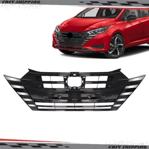 Conjunto de rejilla de parachoques delantero de plástico cromado y negro para Nissan Versa 2023-2025 - Imagen 1 de 11