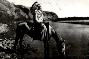 POSTCARD American Indian Blackfoot Cheif at Bow River POSTED Cape Cod 1996 - Picture 1 of 2