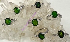 Wholesale Lot 7 Pcs Natural Diopside White Bronze Rings Crystal Healing - Imagen 1 de 4