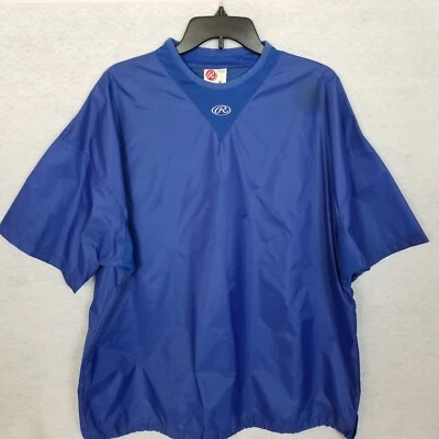 RAWLINGS Men's Short Sleeve Round Neck Nylon Windbreaker Jacket Blue Size Large - Image 1 of 4