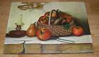 VINTAGE COUNTRY CHARM HEIRLOOM APPLES WICKER BASKET PEAR CANDLE KNIFE PAINTING