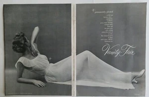 1949 women's Vanity Fair permanently pleated gown lingerie two-page ad - Bild 1 von 1
