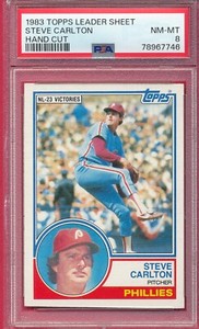 PSA 8 LEFTY HAND CUT BLANK BACK STEVE CARLTON 1983 TOPPS GRADED NM-MINT TPHLC-70