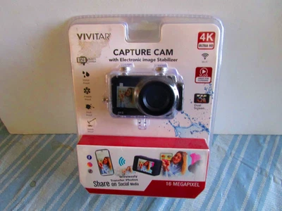 Vivitar Capture Cam 4K Dual-Screen Action Camera - Black (DVR922HD-EIS) NEW - Image 1 of 2