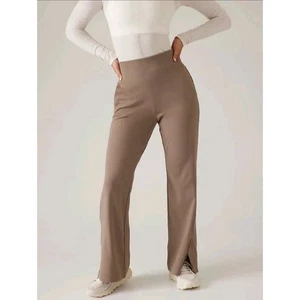 Athleta Venice Schlaghose Pyrit braun geteilter Saum XS Athleisure minimalistisch Herbst - Bild 1 von 17