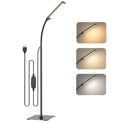 Lámpara de pie LED regulable 3 modos de colores luces de lectura ajustables de pie Foto 1 de 4