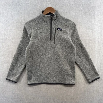 Patagonia Better Sweater Youth XL 14 Gray 1/4 Zip Pullover Logo Pocket Kids - Image 1 of 4