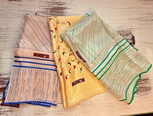 3 Stück Sasson Seidentuch handgerollt 80er Vintage 100% Einstecktuch Schals - Bild 1 von 12