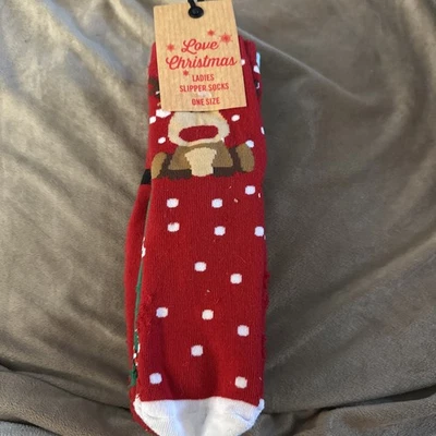 5 PK Love Christmas Ladies Slipper Socks  - Image 1 of 4