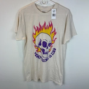 T-shirt Brisco Brands Flame Skull Everything is Fine nuova con etichetta taglia L - Foto 1 di 6