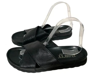 Sandalias sin cordones Born para mujer talla 8 M CQA15 de cuero negro cruzadas - Imagen 1 de 6