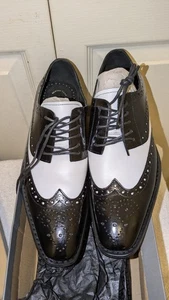 Herren Stacy Adams Tinsley Budapester Oxford Schuhe schwarz weiß Schnürschuhe Größe 7 1/2 - Bild 1 von 7
