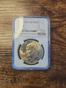 1976 S $1 Silver NGC MS 64 Eisenhower "Ike" Dollar 40% REMARKABLE GOLD TONING - Picture 1 of 6