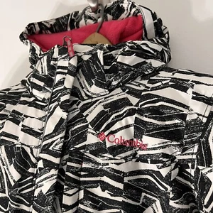 Columbia Sportswear Girls Nordic Jump Jacket Black White Print M - Picture 1 of 6