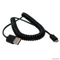 1.8m USB 2.0 Alta Velocidad Datos Enrollado Cable a Macho Micro B Negro