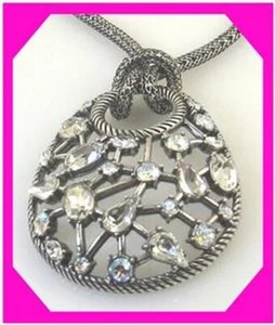 BRIGHTON ONE LOVE Teardrop CLEAR Crystal DARK Silver NECKLACE Nwtag $88 80% OFF - Picture 1 of 4